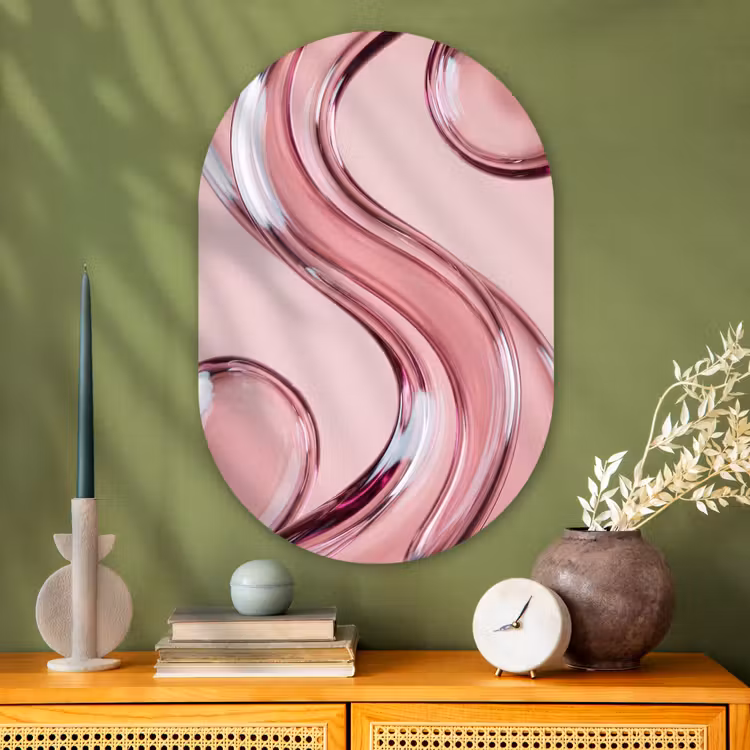 Glasbild Oval - Form – Abstrakt – Rosa — 2