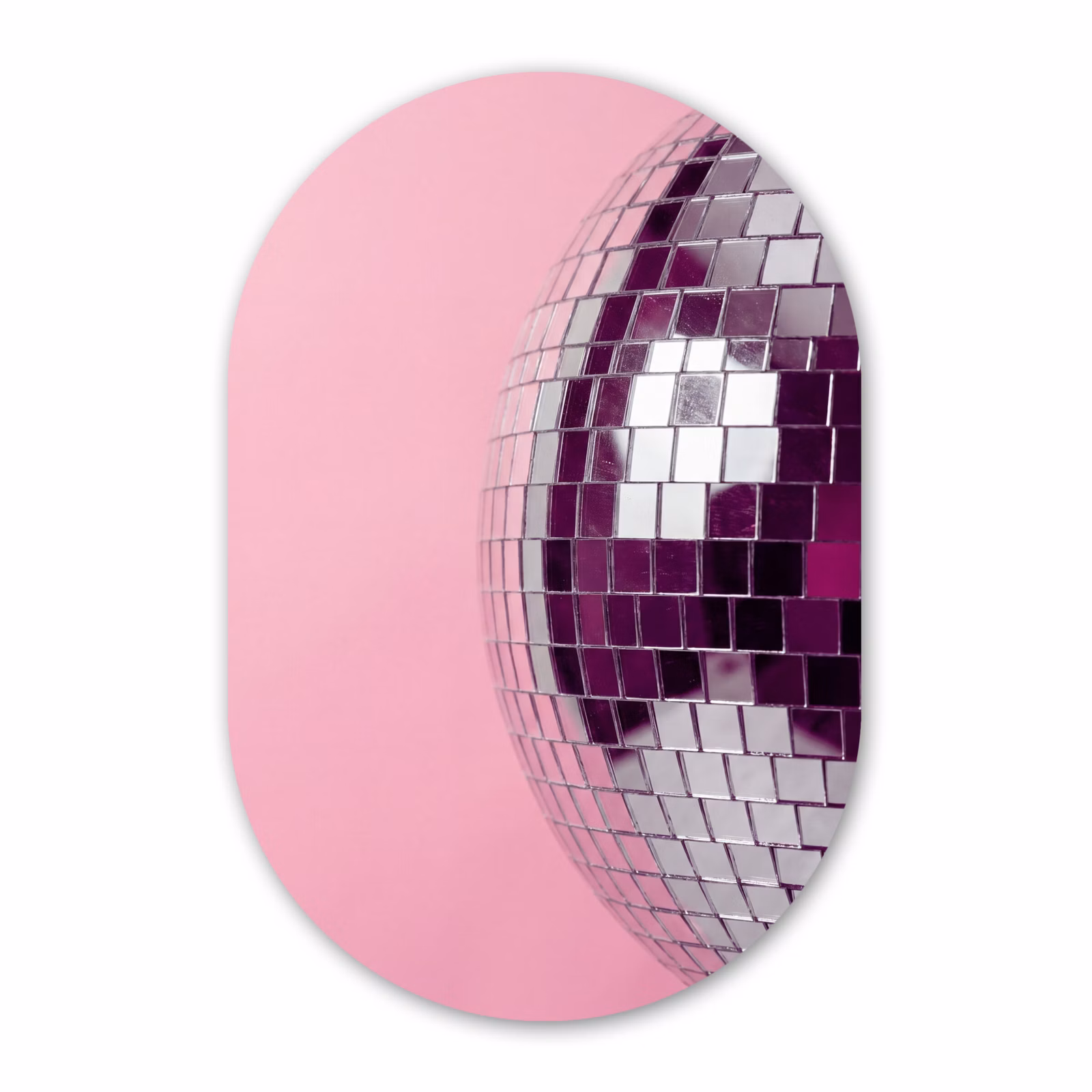 Glasbild Oval - Spiegelkugel – Silber – Modern — 1