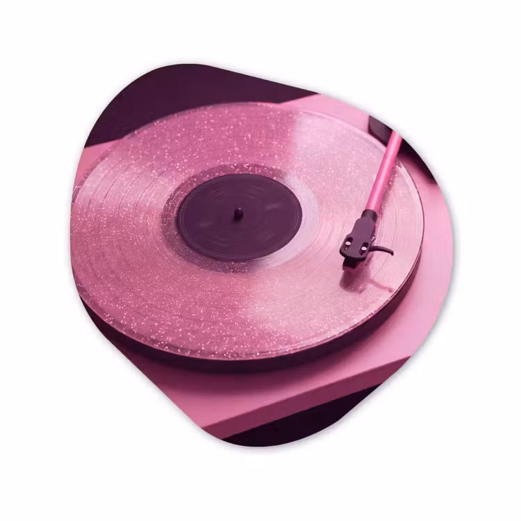 Glasbild Organische Form - Plattenspieler – Rosa – Musik — 1