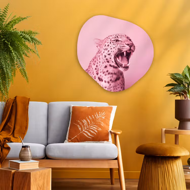 Glasbild Organische Form - Rosa Katze – Modern — 3