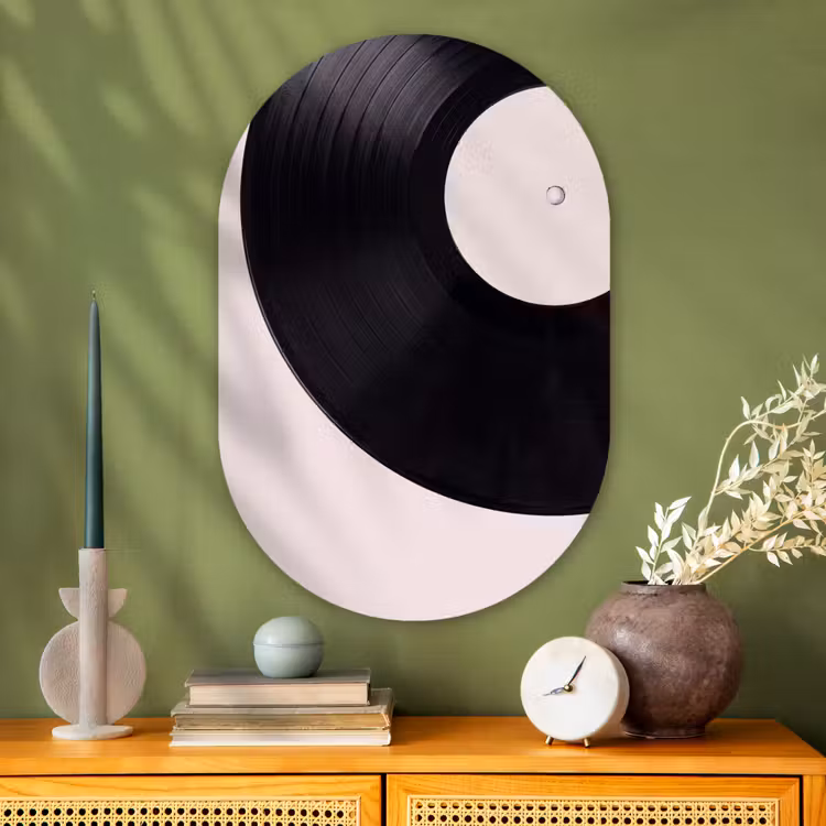 Glasbild Oval - Schallplatte – Musik – Grün — 2