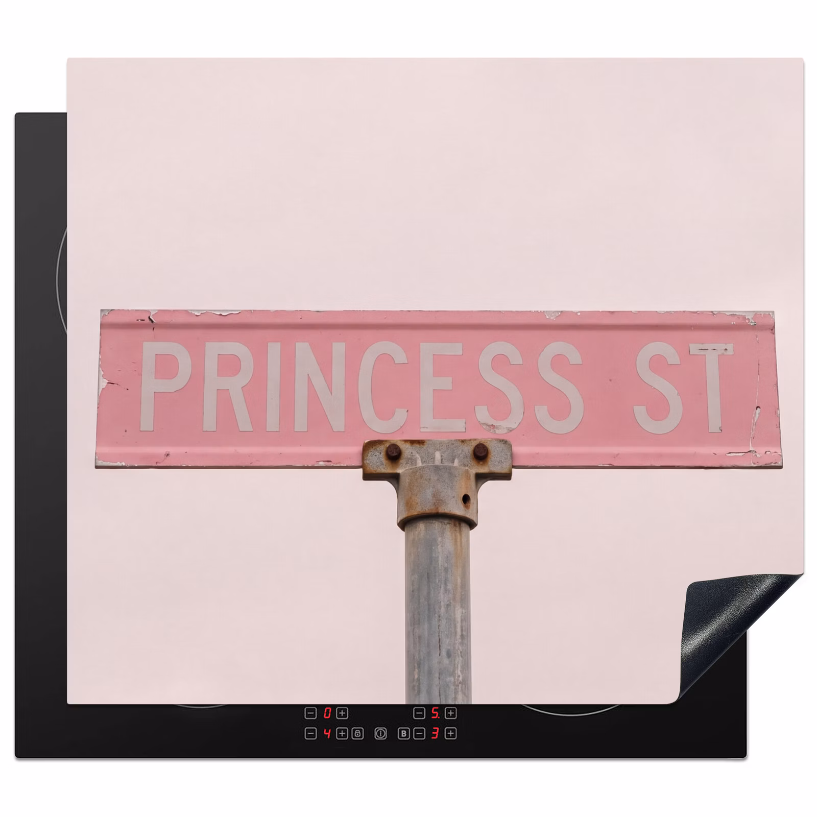 Herdabdeckplatte - Rosa Straßenschild – Stadt — 1