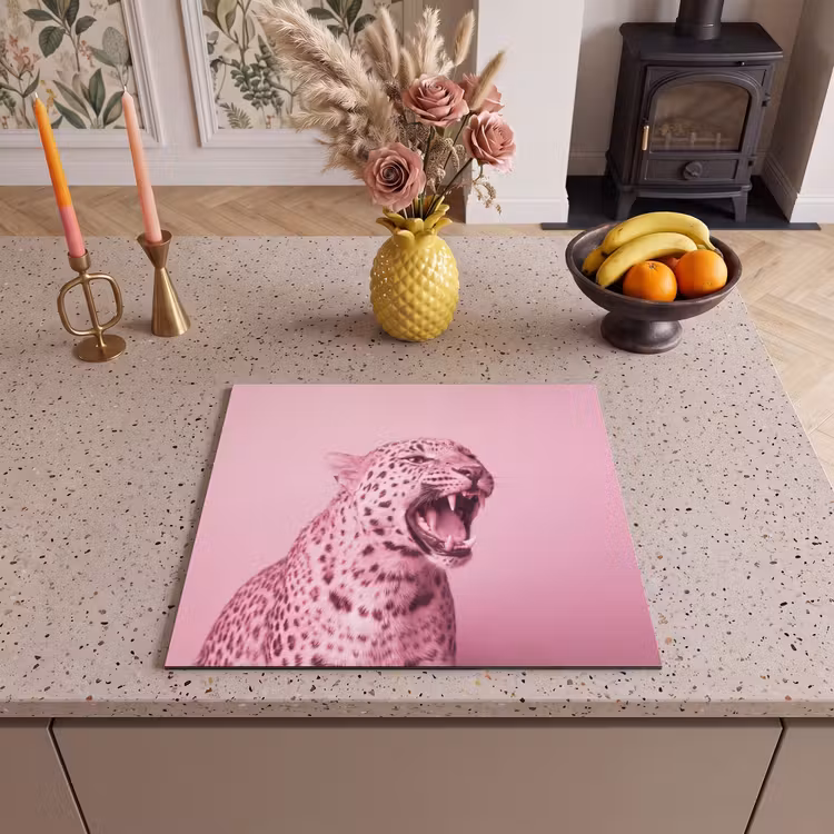 Herdabdeckplatte - Rosa Katze – Modern — 2