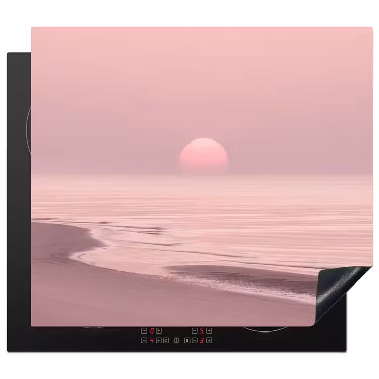 Herdabdeckplatte - Rosa Sonnenuntergang – Strand — 1