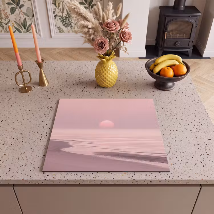 Herdabdeckplatte - Rosa Sonnenuntergang – Strand — 2