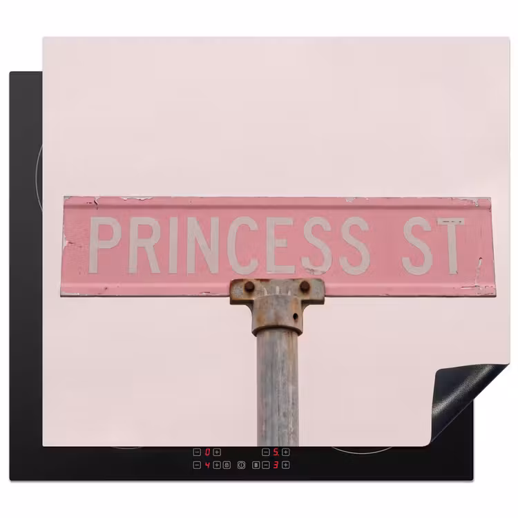 Herdabdeckplatte - Rosa Straßenschild – Stadt — 1