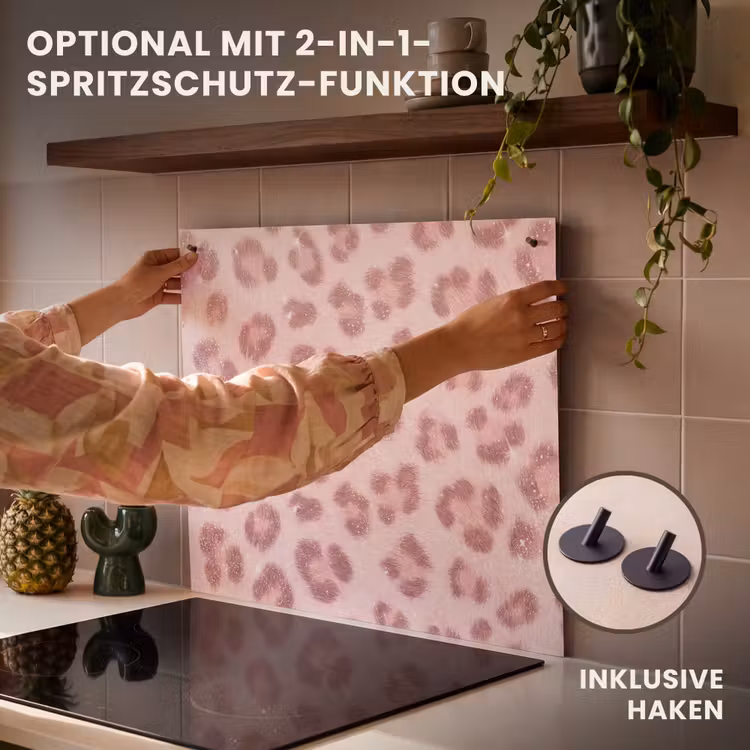 Herdabdeckplatte - Rosa Tiermuster – Glitzer — 10