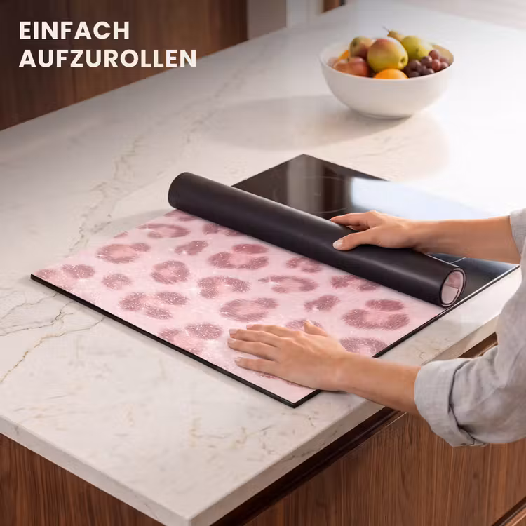 Herdabdeckplatte - Rosa Tiermuster – Glitzer — 7
