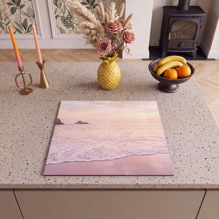 Herdabdeckplatte - Strand – Sonnenuntergang – Rosa — 2