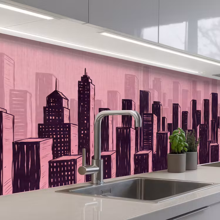 Küchenrückwand - Stadt – Abstrakt – Rosa — 2