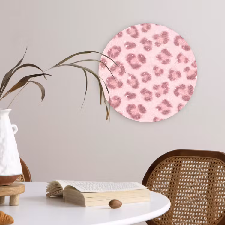 Forexbild Rund - Rosa Tiermuster – Glitzer — 4