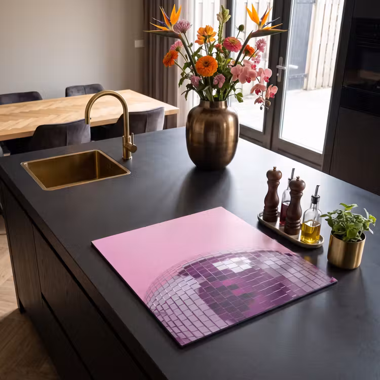 Herdabdeckplatte - Spiegelkugel – Silber – Modern — 5