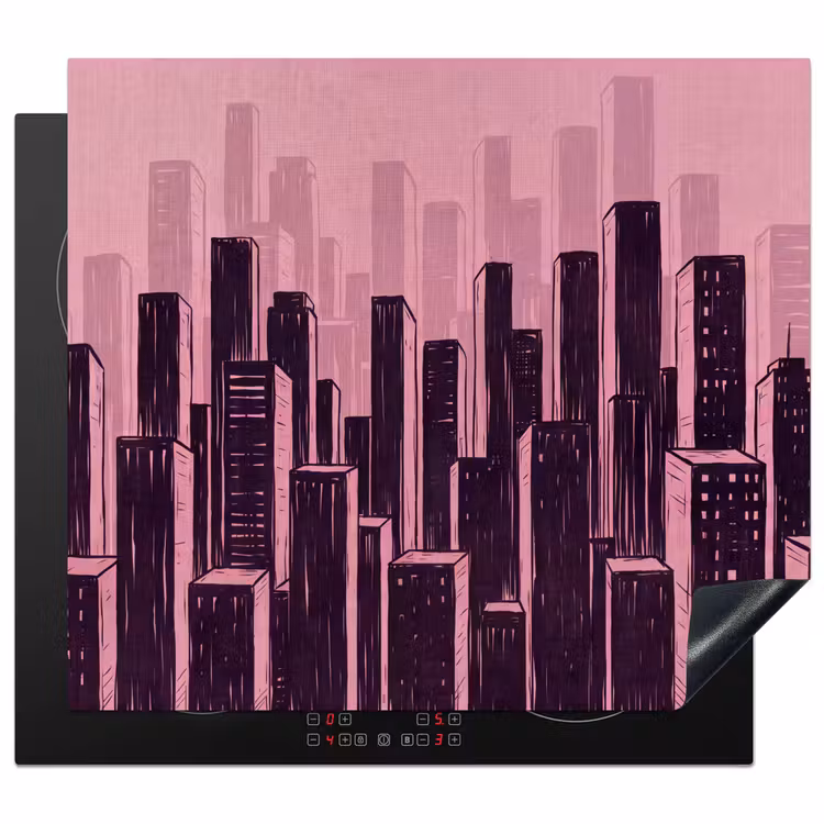 Herdabdeckplatte - Stadt – Abstrakt – Rosa — 1