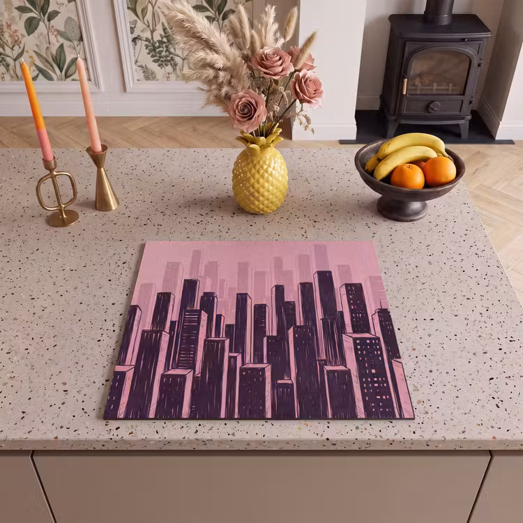 Herdabdeckplatte - Stadt – Abstrakt – Rosa — 2
