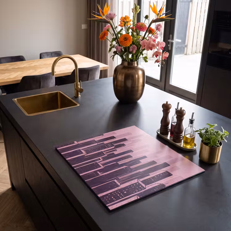 Herdabdeckplatte - Stadt – Abstrakt – Rosa — 5