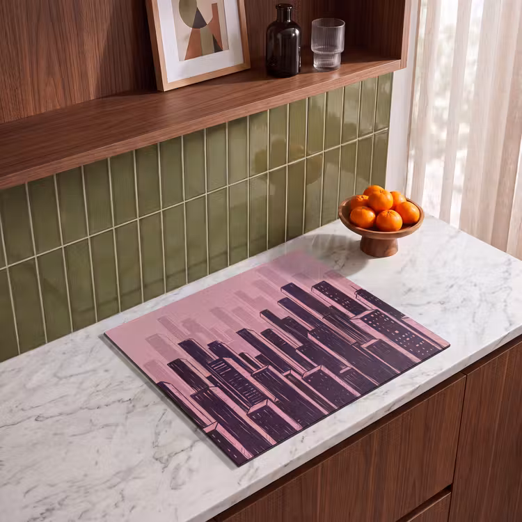 Herdabdeckplatte - Stadt – Abstrakt – Rosa — 8