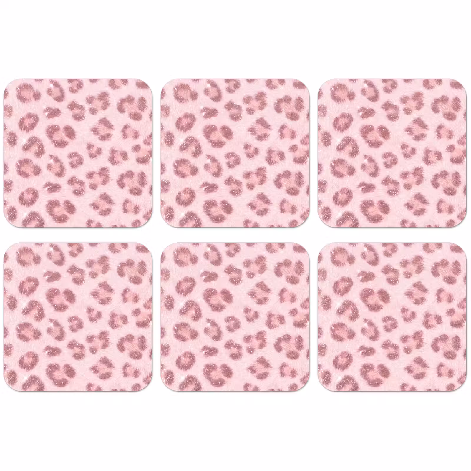 Untersetzer - Rosa Tiermuster – Glitzer — 1