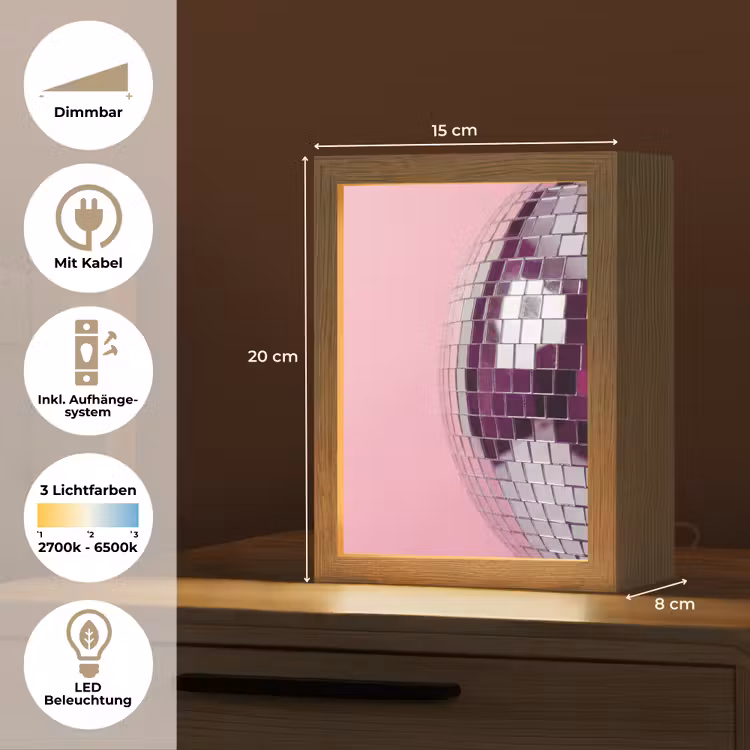 Personalisierte Lightbox - Spiegelkugel – Silber – Modern — 6