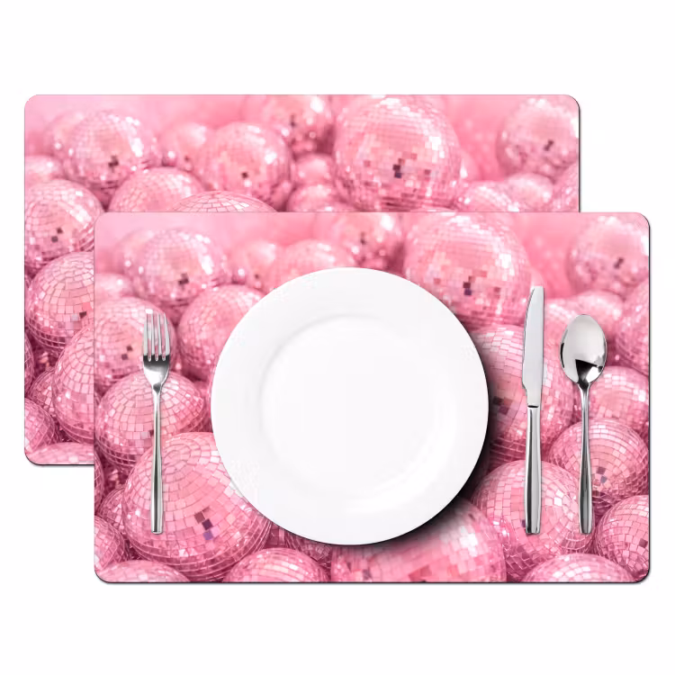 Tischset - 6 Stück - Rosa Discokugeln — 2
