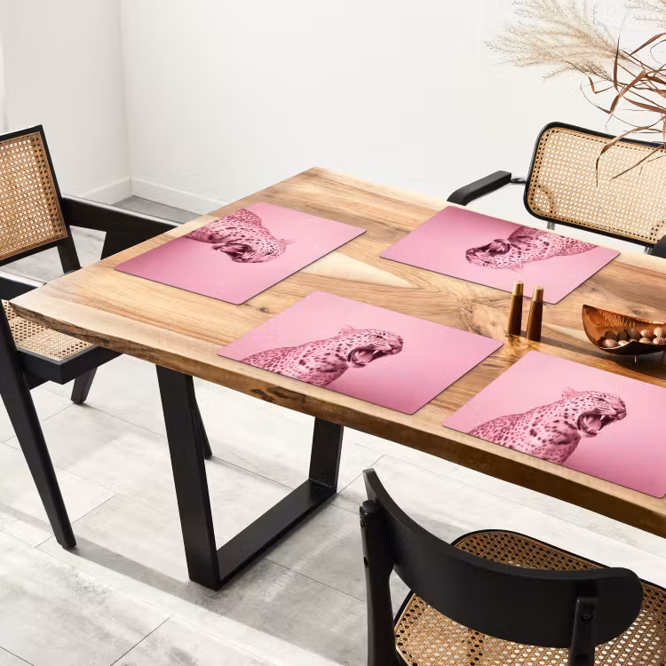 Tischset - 6 Stück - Rosa Katze – Modern — 3