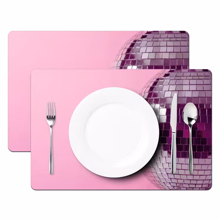 Tischset - 6 Stück - Spiegelkugel – Silber – Modern — 2