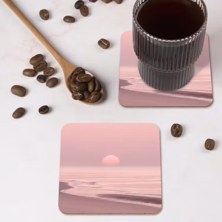 Untersetzer - Rosa Sonnenuntergang – Strand — 4