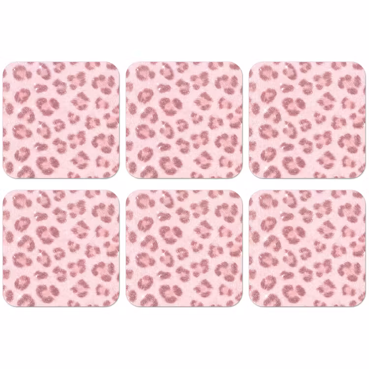 Untersetzer - Rosa Tiermuster – Glitzer — 1