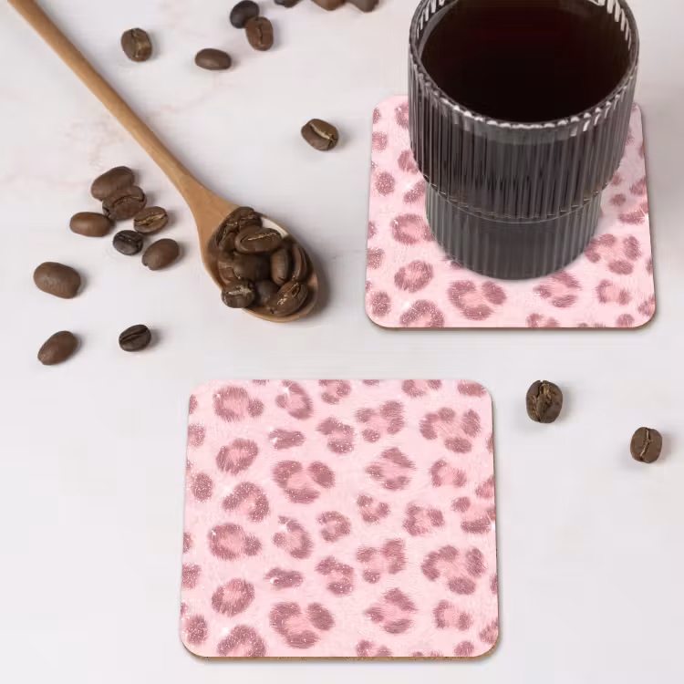 Untersetzer - Rosa Tiermuster – Glitzer — 4