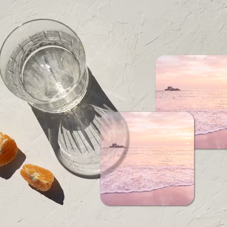 Untersetzer - Strand – Sonnenuntergang – Rosa — 2