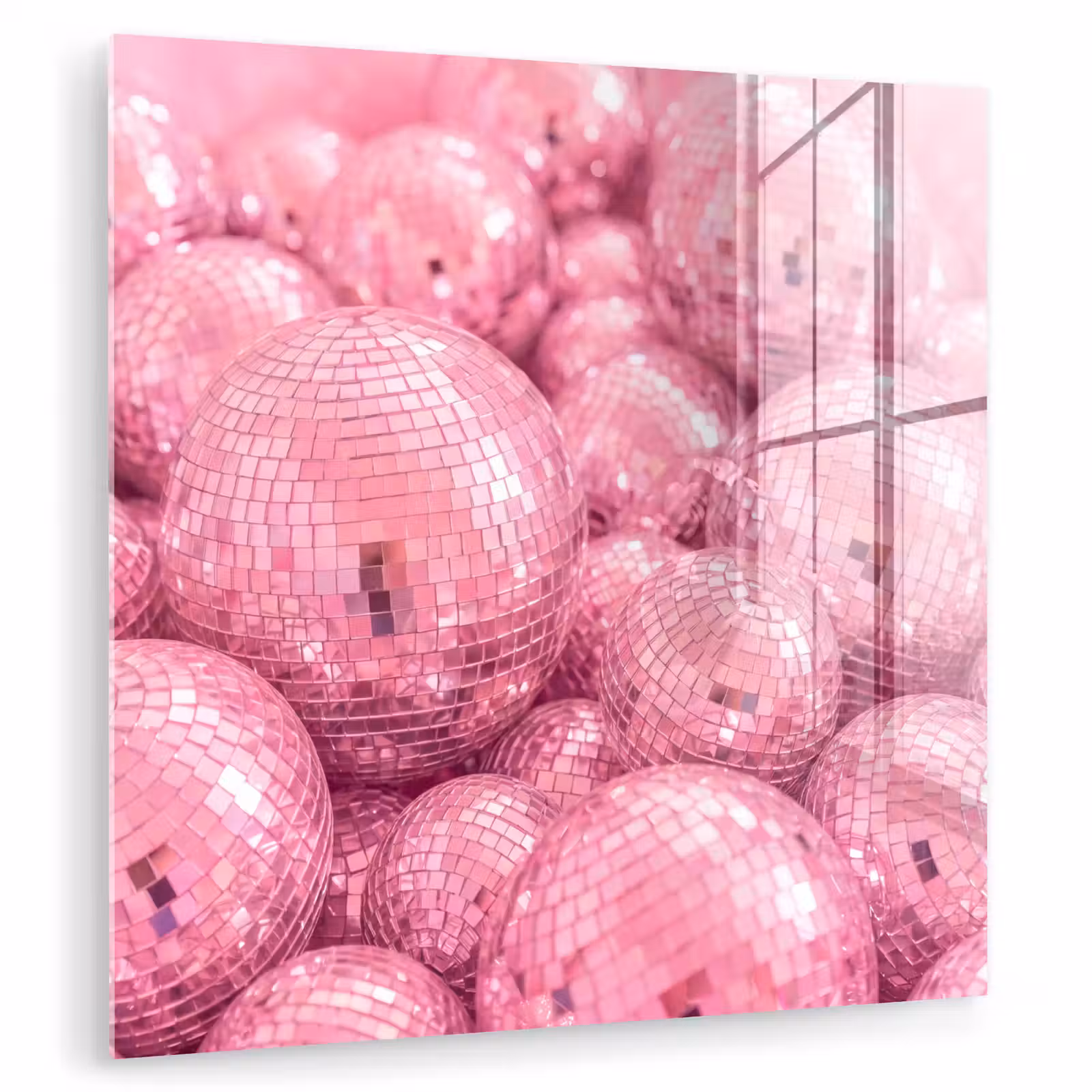 Glasbild - Rosa Discokugeln — 1