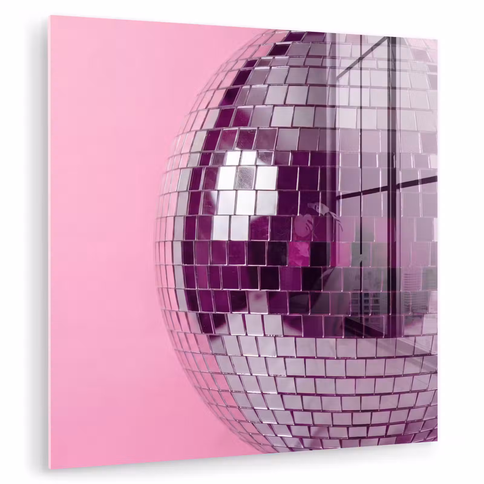 Glasbild - Spiegelkugel – Silber – Modern — 1