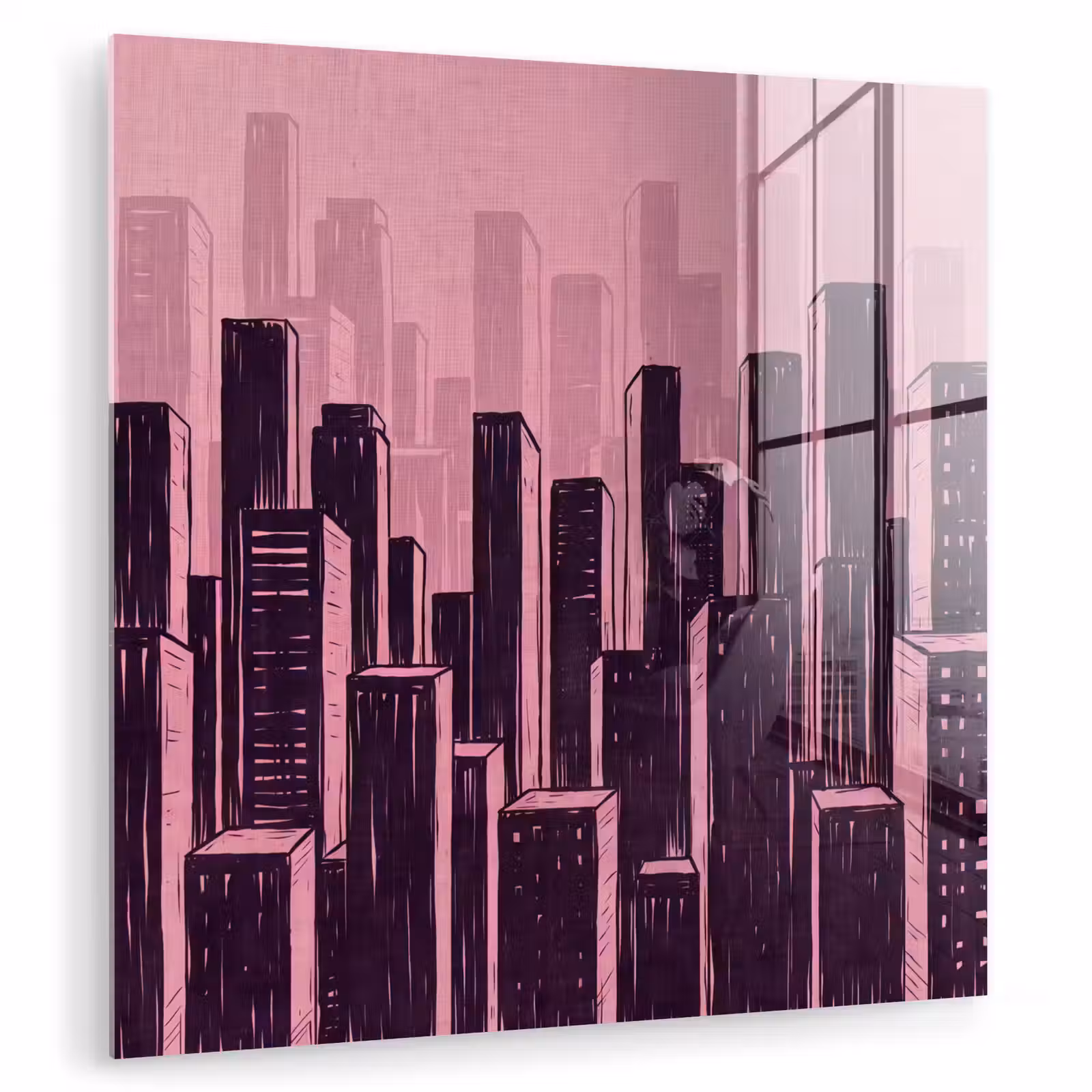 Glasbild - Stadt – Abstrakt – Rosa — 1