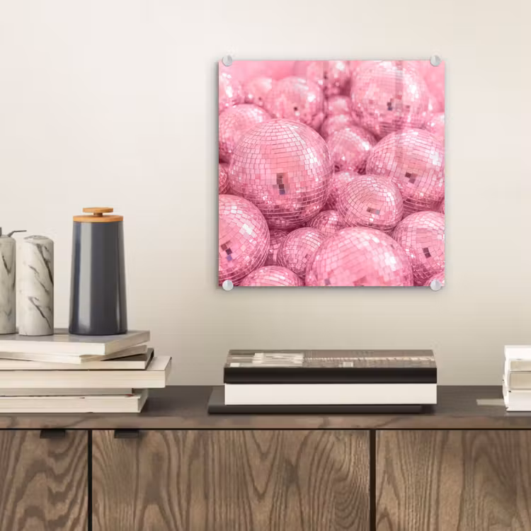 Glasbild - Rosa Discokugeln — 2