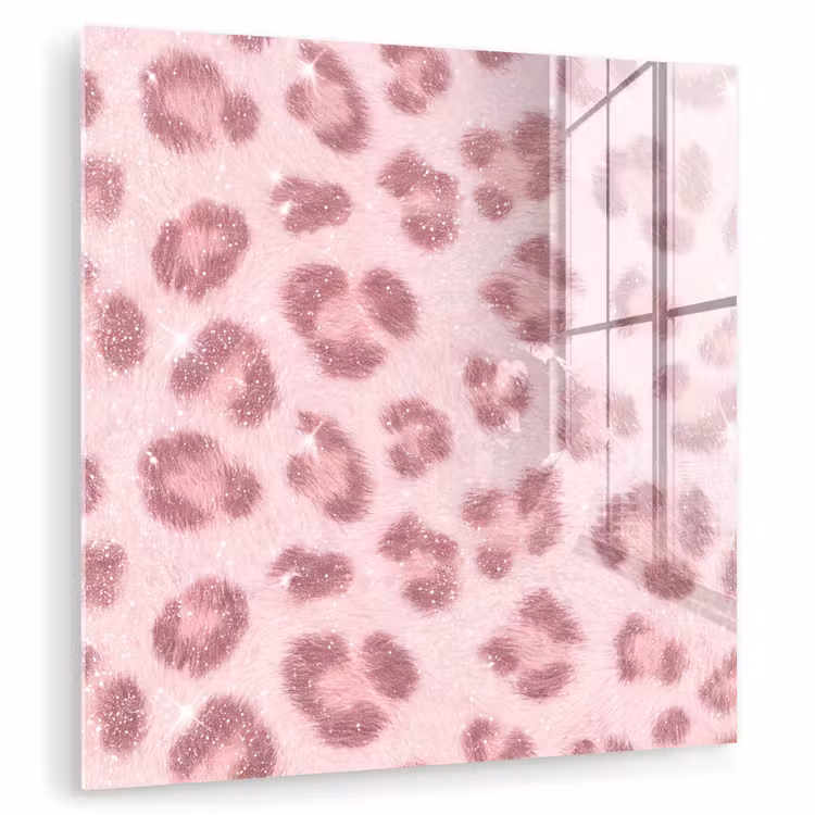 Glasbild - Rosa Tiermuster – Glitzer — 1