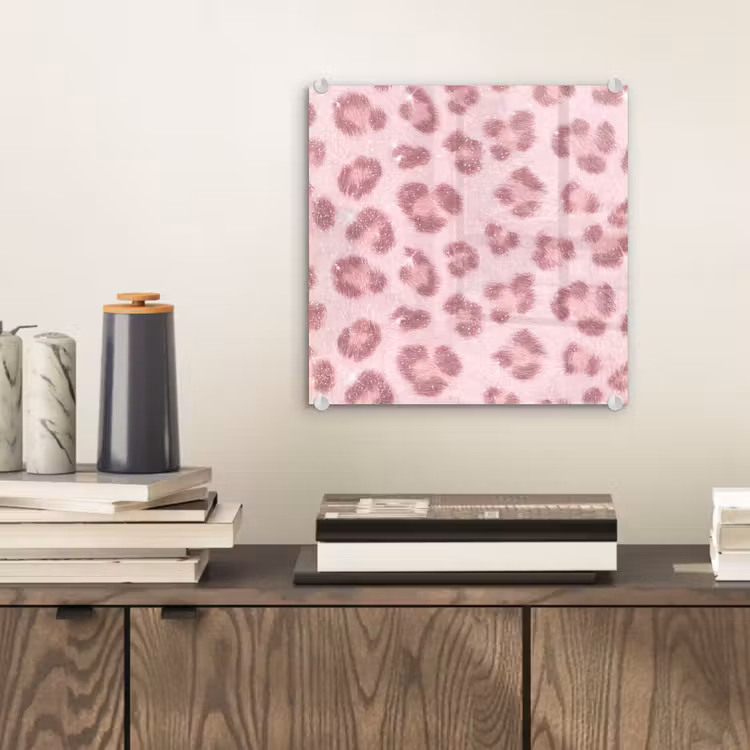 Glasbild - Rosa Tiermuster – Glitzer — 2