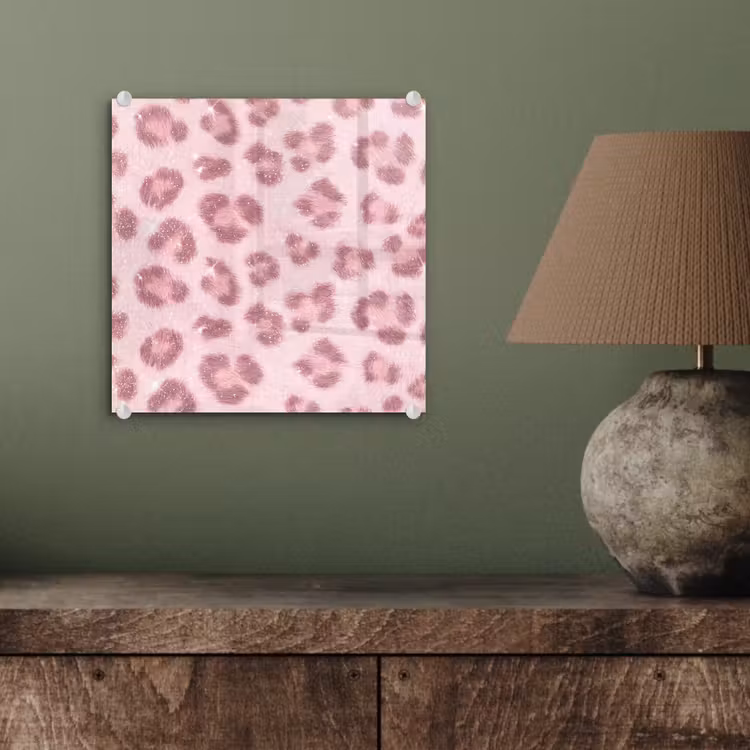 Glasbild - Rosa Tiermuster – Glitzer — 4