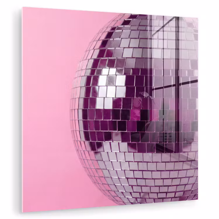 Glasbild - Spiegelkugel – Silber – Modern — 1