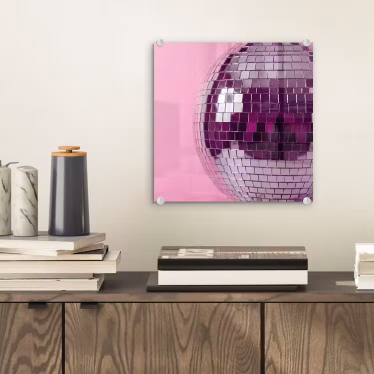 Glasbild - Spiegelkugel – Silber – Modern — 2