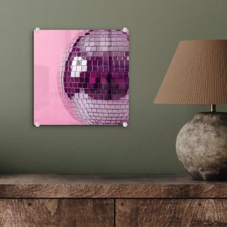 Glasbild - Spiegelkugel – Silber – Modern — 4
