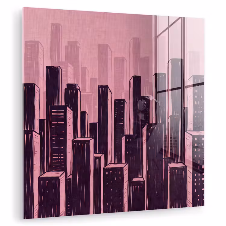 Glasbild - Stadt – Abstrakt – Rosa — 1