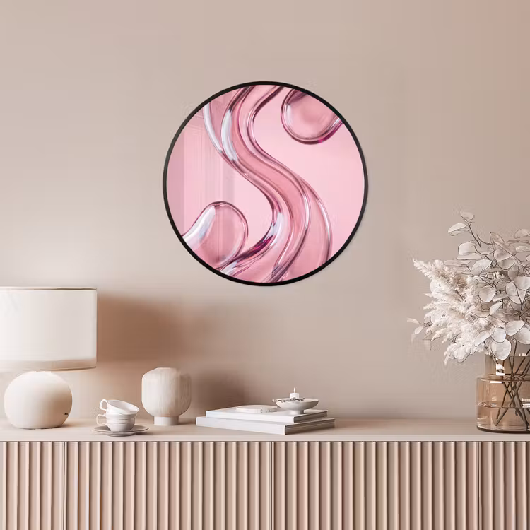 Poster im Rahmen Rund - Form – Abstrakt – Rosa — 5