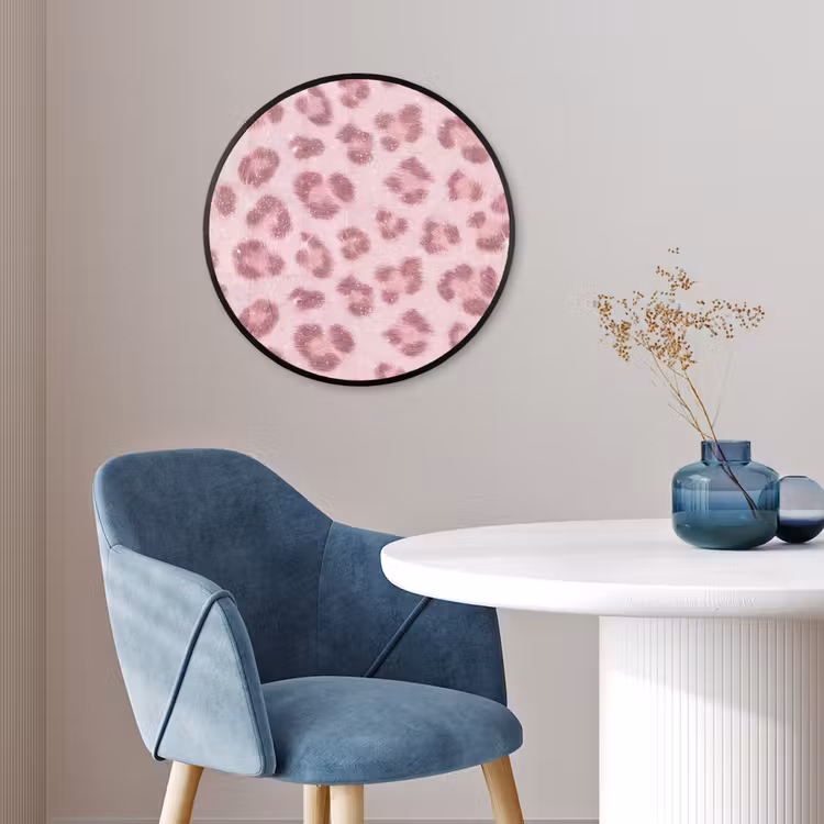 Poster im Rahmen Rund - Rosa Tiermuster – Glitzer — 4