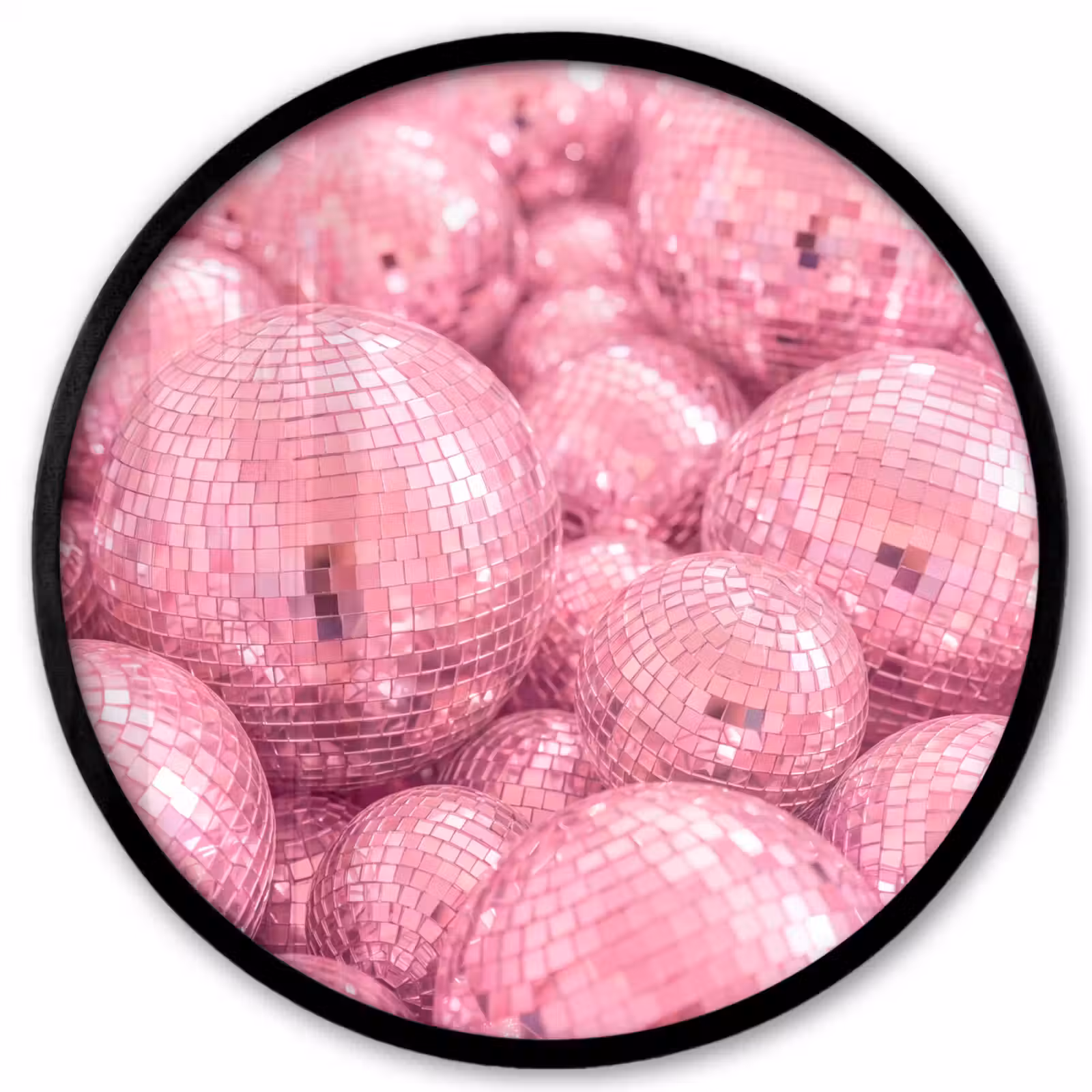 Poster im Rahmen Rund - Rosa Discokugeln — 1