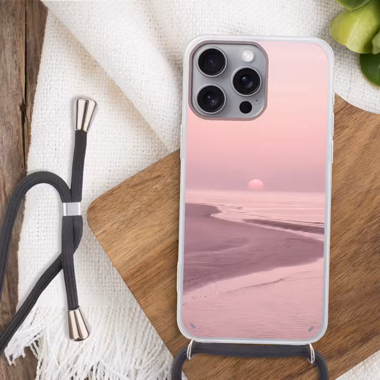 Handyhülle mit Band - Rosa Sonnenuntergang – Strand — 3