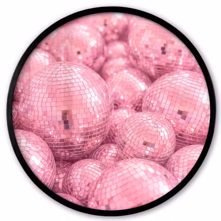 Poster im Rahmen Rund - Rosa Discokugeln — 1
