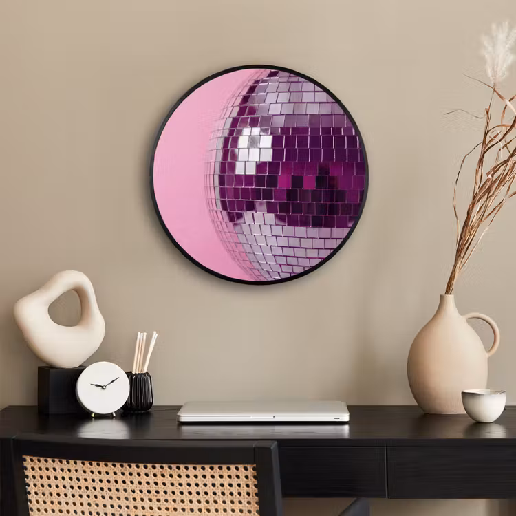 Poster im Rahmen Rund - Spiegelkugel – Silber – Modern — 3