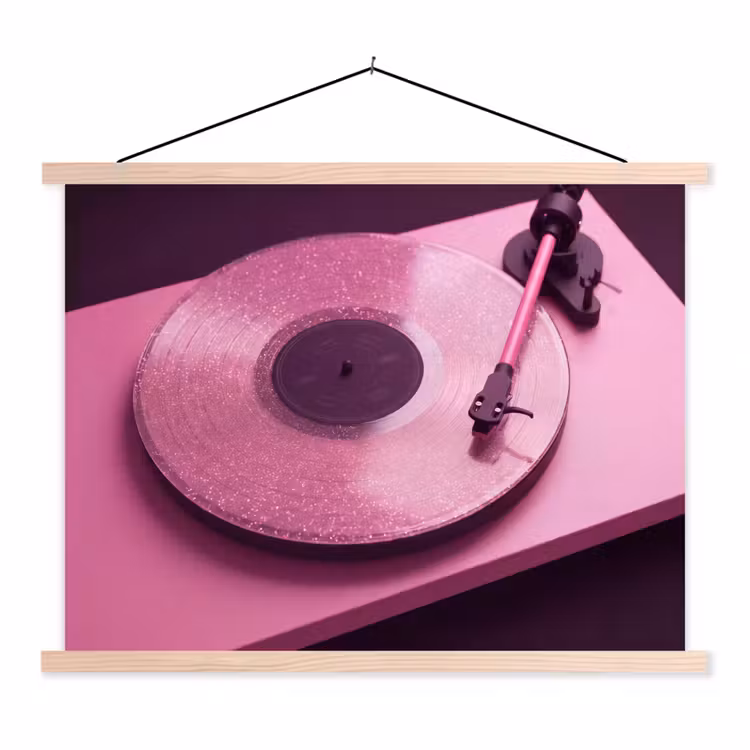 Stoffbild - Plattenspieler – Rosa – Musik — 1
