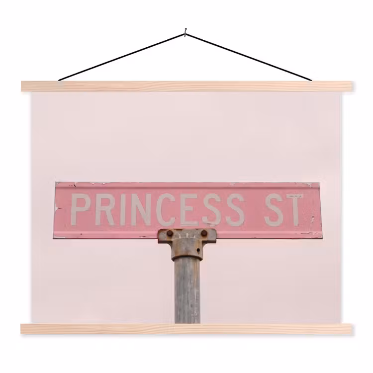 Stoffbild - Rosa Straßenschild – Stadt — 1