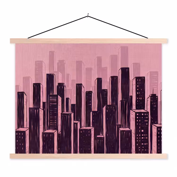 Stoffbild - Stadt – Abstrakt – Rosa — 1