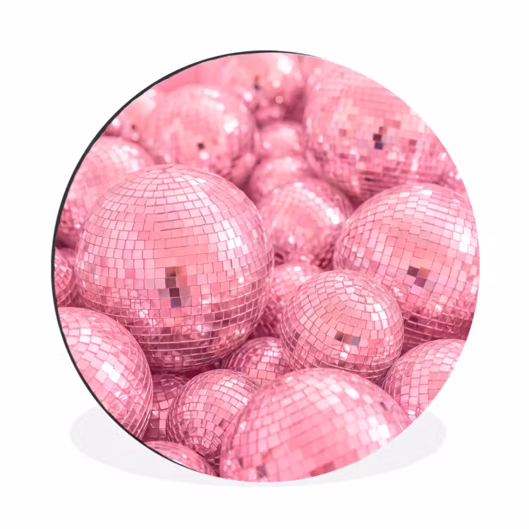 Alu-Dibond-Bild Rund - Rosa Discokugeln — 1